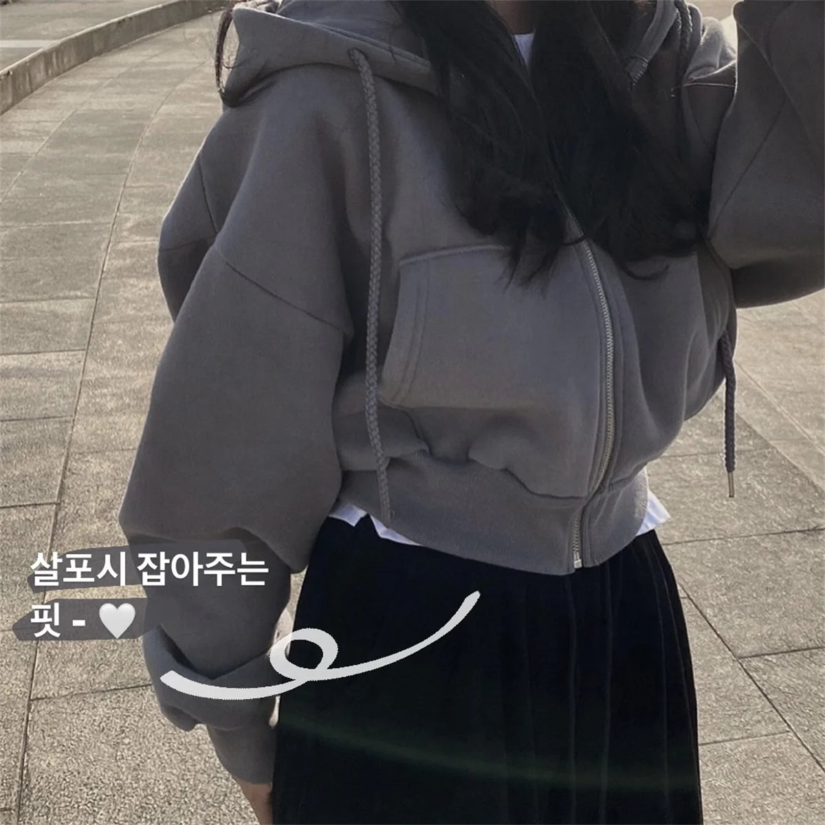 Women's Oversized Zip Up Hoodie | Retro Solid Color Sweatshirt | Autumn Harajuku Loose Short Jacket