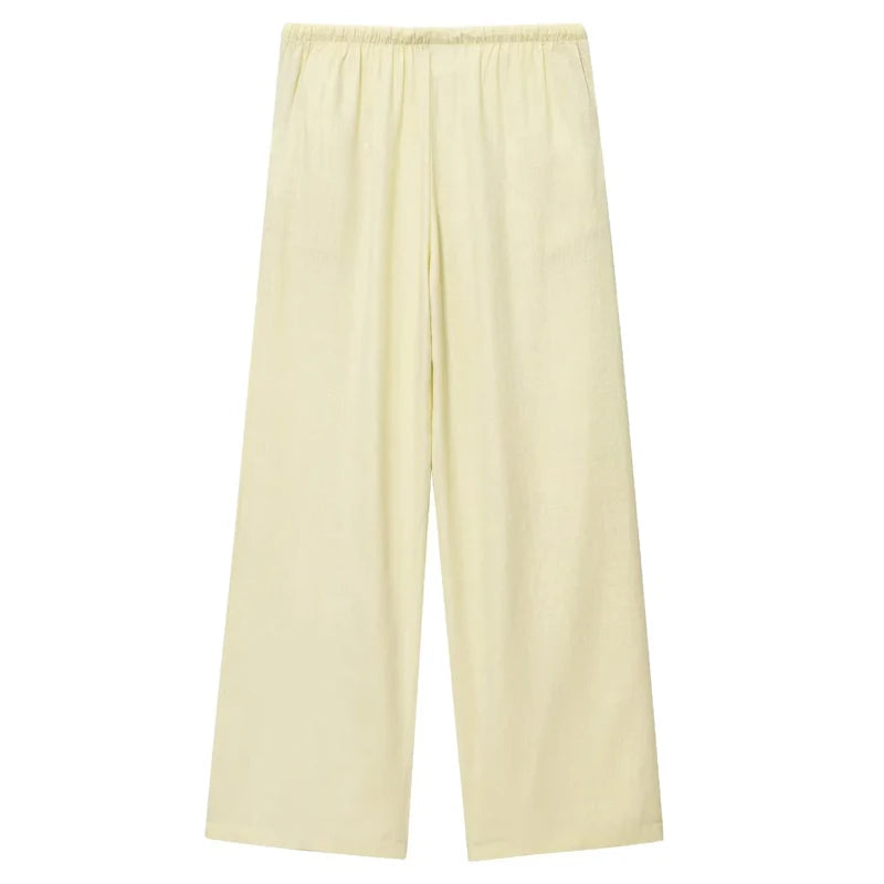 HXAO Women’s Baggy Wide Pants – Summer Linen Casual High Waist Pleated Trousers Black & White