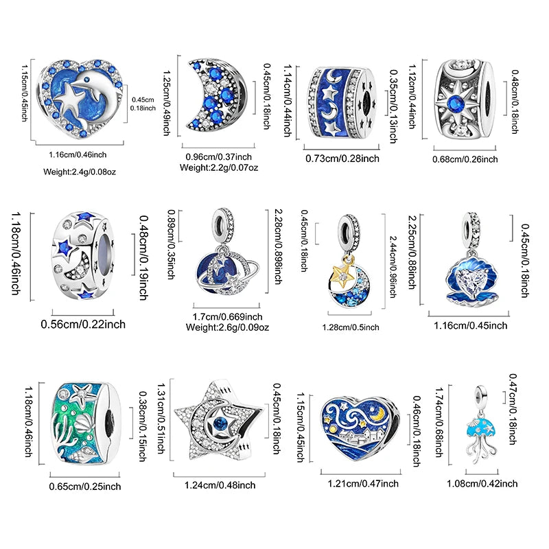 925 Sterling Silver Turtle Dolphin Series Charms | Ocean Beads Fit DIY Bracelet Necklace Women Jewelry Gift