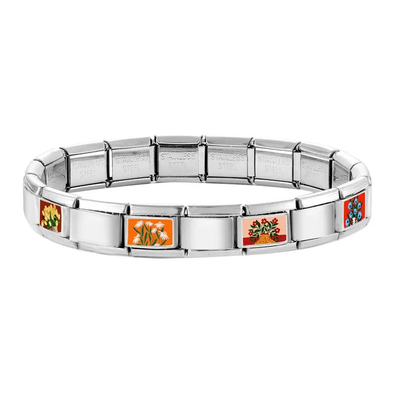 2025 Original Y2K Colorful Cute Cartoon Cats Dogs Italian Charm Links Fit 9mm Stainless Steel Bracelet Men Women DIY Making Gift