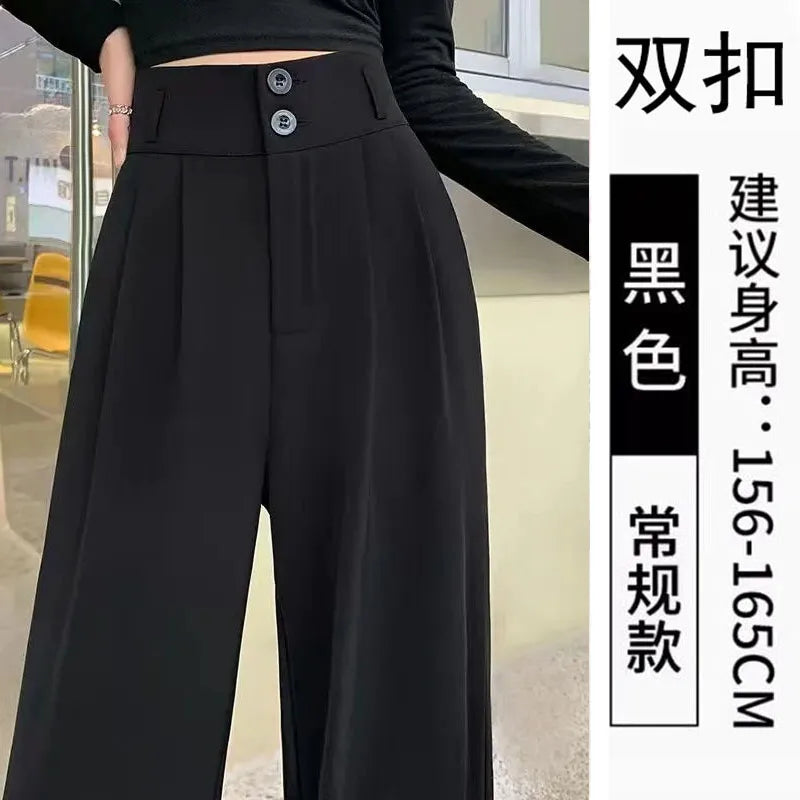 Women’s Slim Fit Straight Leg Suit Pants | Summer Thin Black Casual Trousers for Pear Shaped Body & Wide Hips
