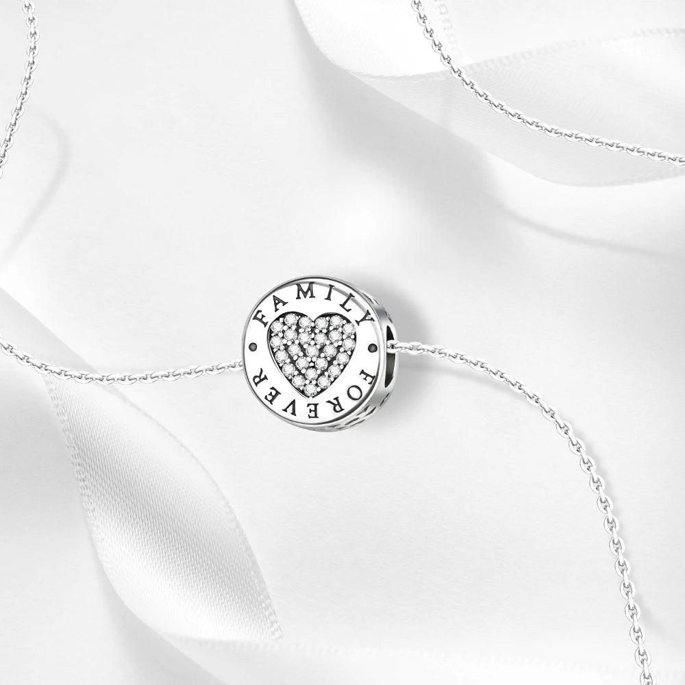 2025 New 925 Sterling Silver Family Love Heart Charm Beads | Sister, Daughter & Mother Pendant for Bracelets & DIY Jewelry