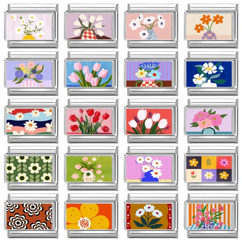 2025 Original Y2K Colorful Cute Cartoon Cats Dogs Italian Charm Links Fit 9mm Stainless Steel Bracelet Men Women DIY Making Gift