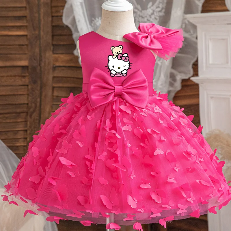 Hello Kitty Girls Princess Butterfly Dress – Toddler Birthday, Wedding & Christmas Party Luxury Gown for Kids