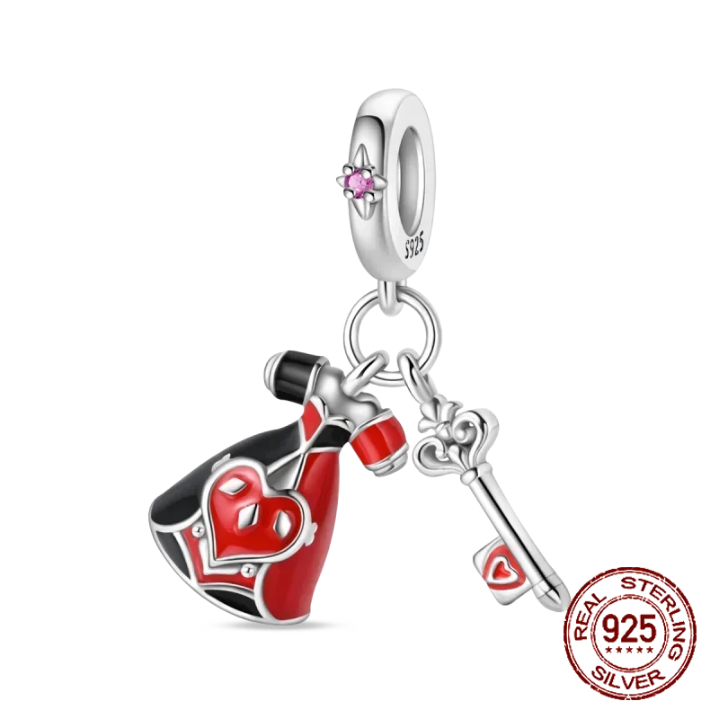 925 Sterling Silver Red Series Charms | Heart, Car & Strawberry Dangle Beads for Original Bracelet DIY Jewelry