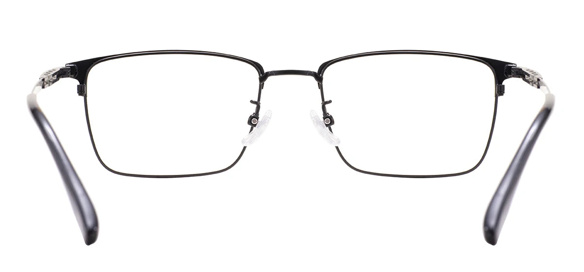 Rectangular Metal Browline Glasses Frame – Comfortable Large Full Rim Business Eyewear for Men