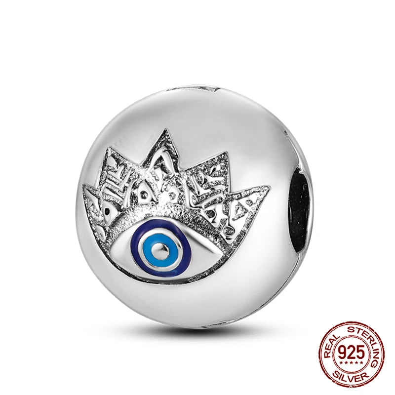 925 Sterling Silver Luminous Butterfly Star Moon Charm Bead | Round Clasp Bead for 3mm DIY Bracelet Jewelry Gift