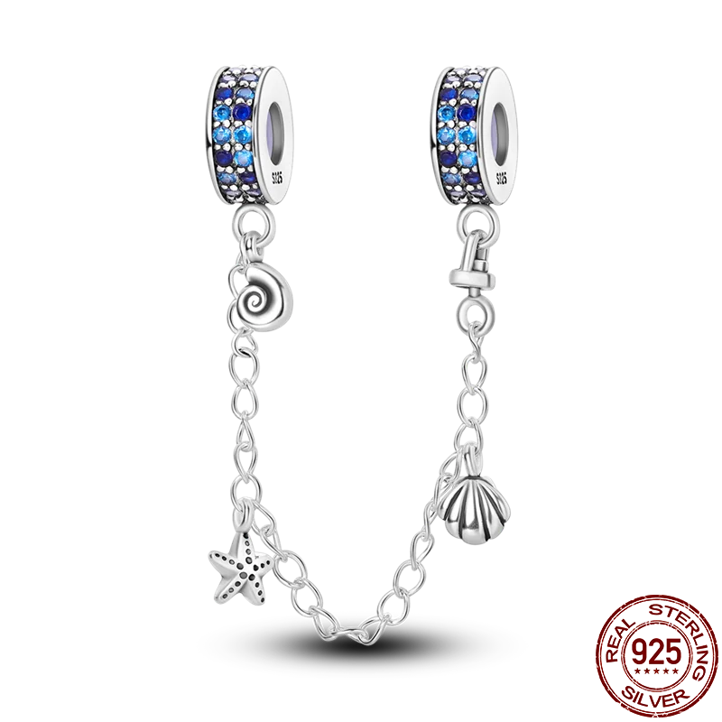 925 Sterling Silver Silicone Spacer Beads & Safety Chain | Clasp Charms Fit Original Pandora 3mm Bracelet – Women’s Jewelry