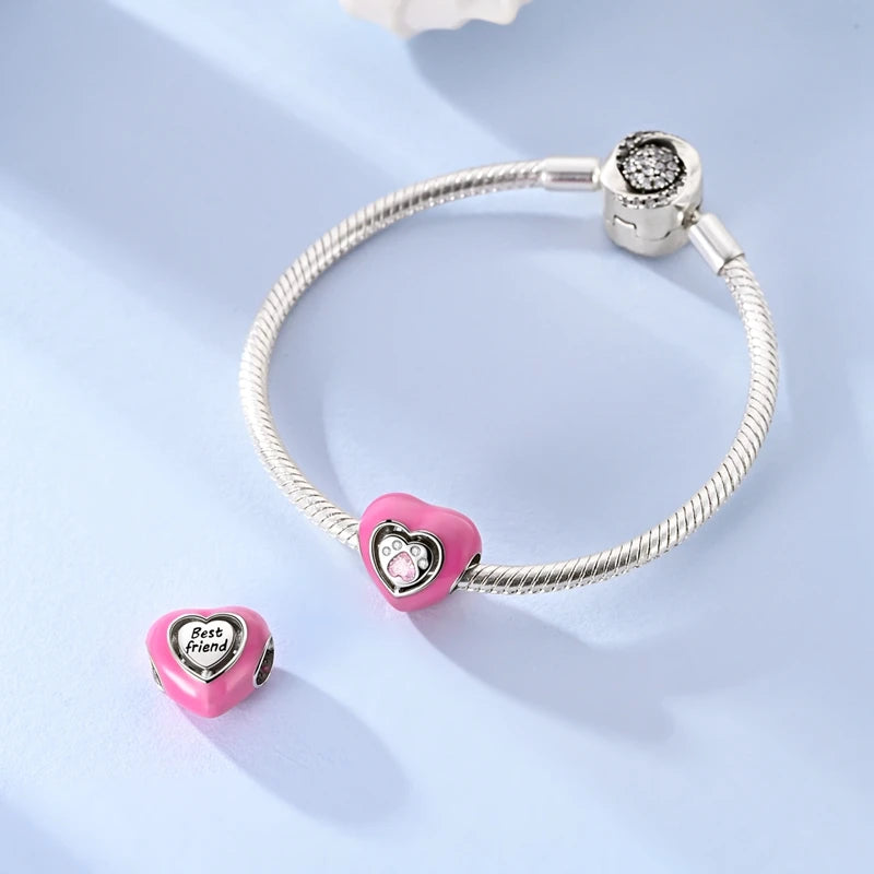 925 Sterling Silver Love Heart Zircon Pendant | Sparkling Beads Fit Original Bracelet & Necklace DIY Jewelry Gift for Women