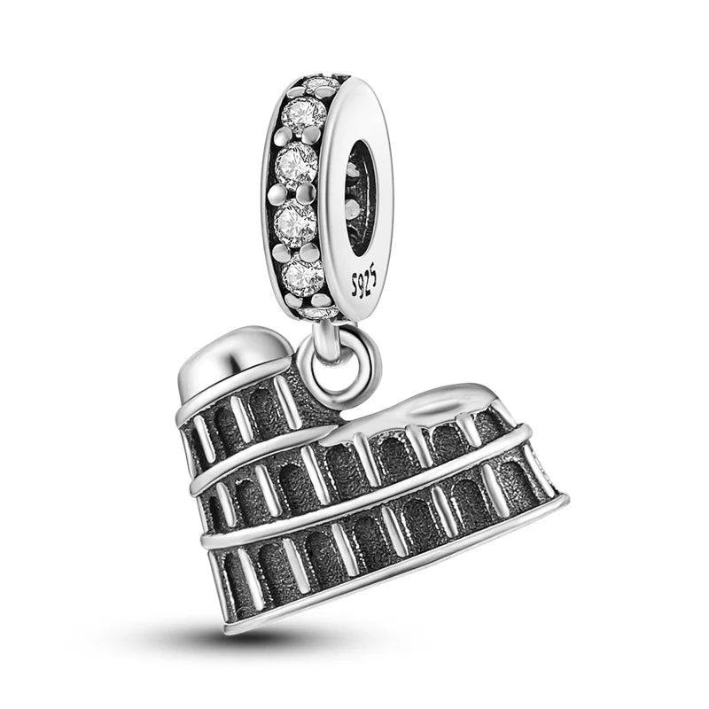 925 Sterling Silver Travel & Luggage Attractions Zircon Charm Beads | Fit Pandora Bracelet