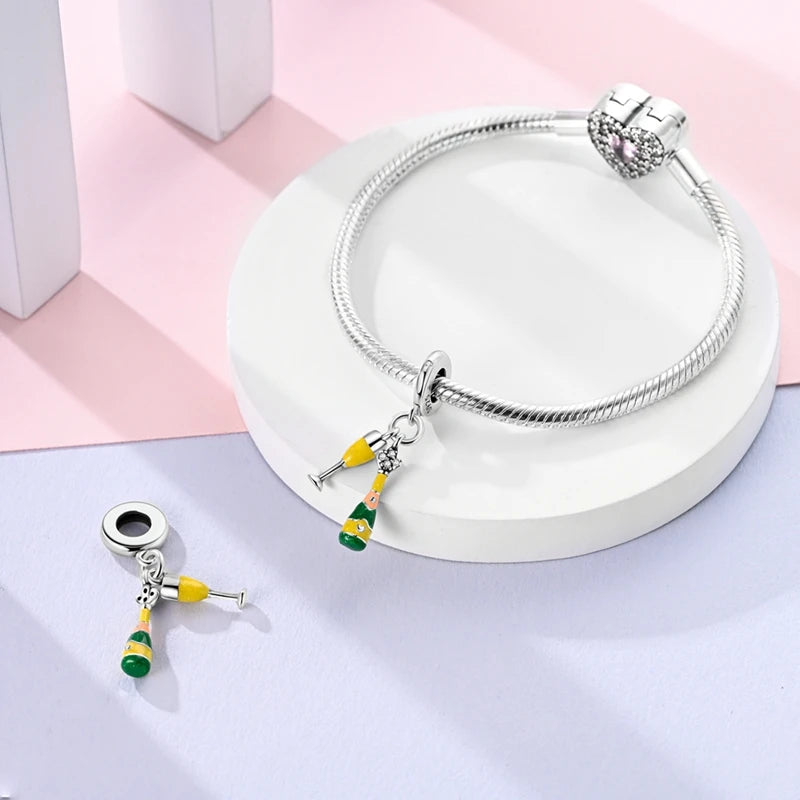925 Silver 🥂 Champagne Glass Charm | Pandora Fit DIY Jewelry Gift