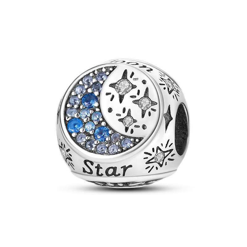 Silver Plated Colorful Glowing Moon & Stars Rainbow Dangle Charms | Fit Original Bracelet & Necklace | Women’s Jewelry Beads