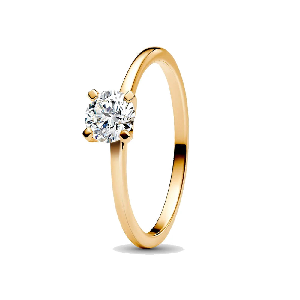 925 Sterling Silver Women's Golden Charm Pearl Ring | Retro Party & Anniversary Jewelry