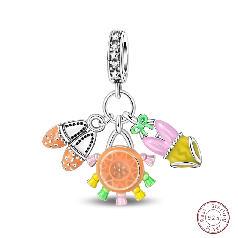 925 Sterling Silver Blue Zircon Ocean Shell Beaded Pendant | Fit Original 3mm Bracelet Women’s Fine Jewelry