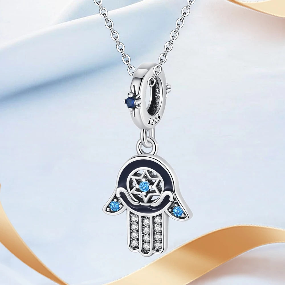 2025 New 925 Sterling Silver All-Seeing Eye Hamsa Hand Charm | Fits Pandora Bracelet & Women’s DIY Jewelry