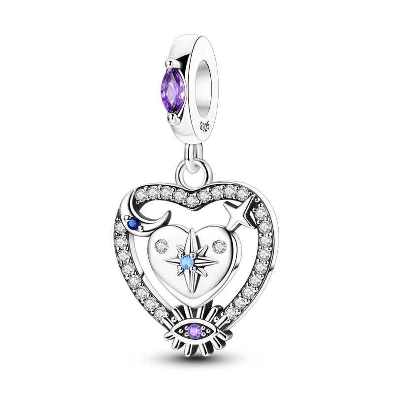 925 Sterling Silver Colorful CZ Zircon Dangle Charm | 2025 New Fashion Bead | Fits Pandora Bracelet | DIY Jewelry Gift