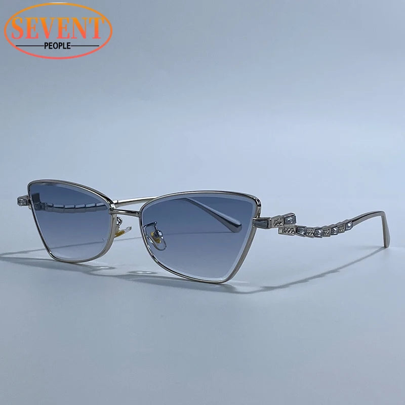 Small Frame Sexy Cat Eye Sunglasses for Women 2025 – Luxury Brand Metal Rhinestone Sun Glasses | UV400 Outdoor Shades