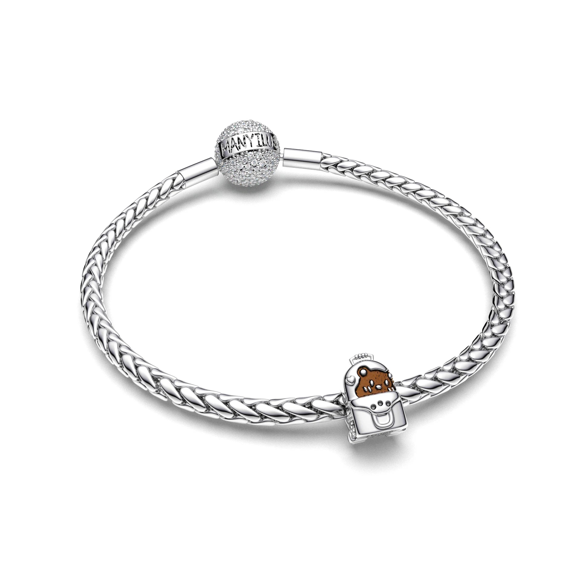 Manyilus 2025 Hot Sale Bear Backpack Charm | S925 Sterling Silver Pendant Bead for Bracelet