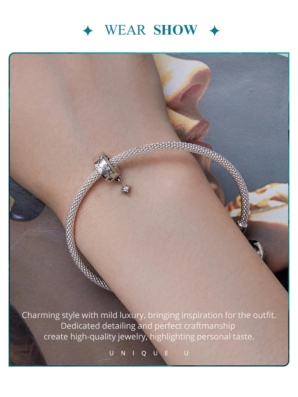 BISAER 925 Sterling Silver Clip Spacer Charm – Star & Cross Stopper Bead Fit Pandora Bracelet DIY Women’s Jewelry