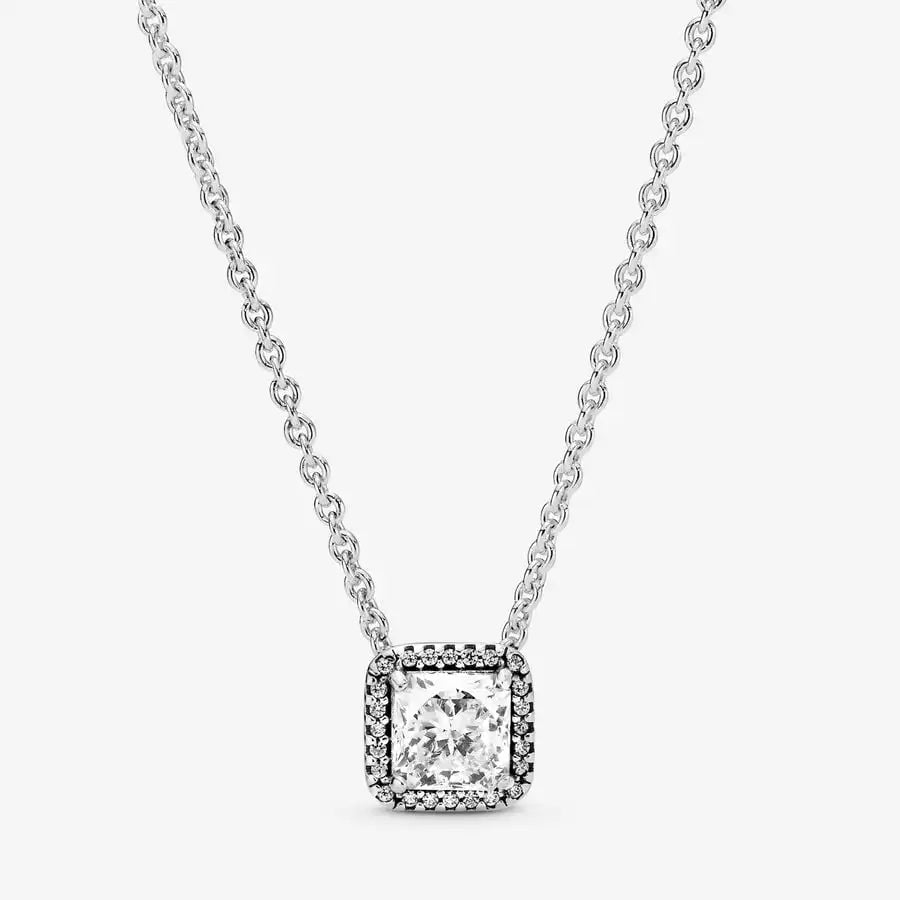 925 Sterling Silver Classic Sparkle Pendant Necklace | Adjustable Basic Chain for Women’s Jewelry Gift