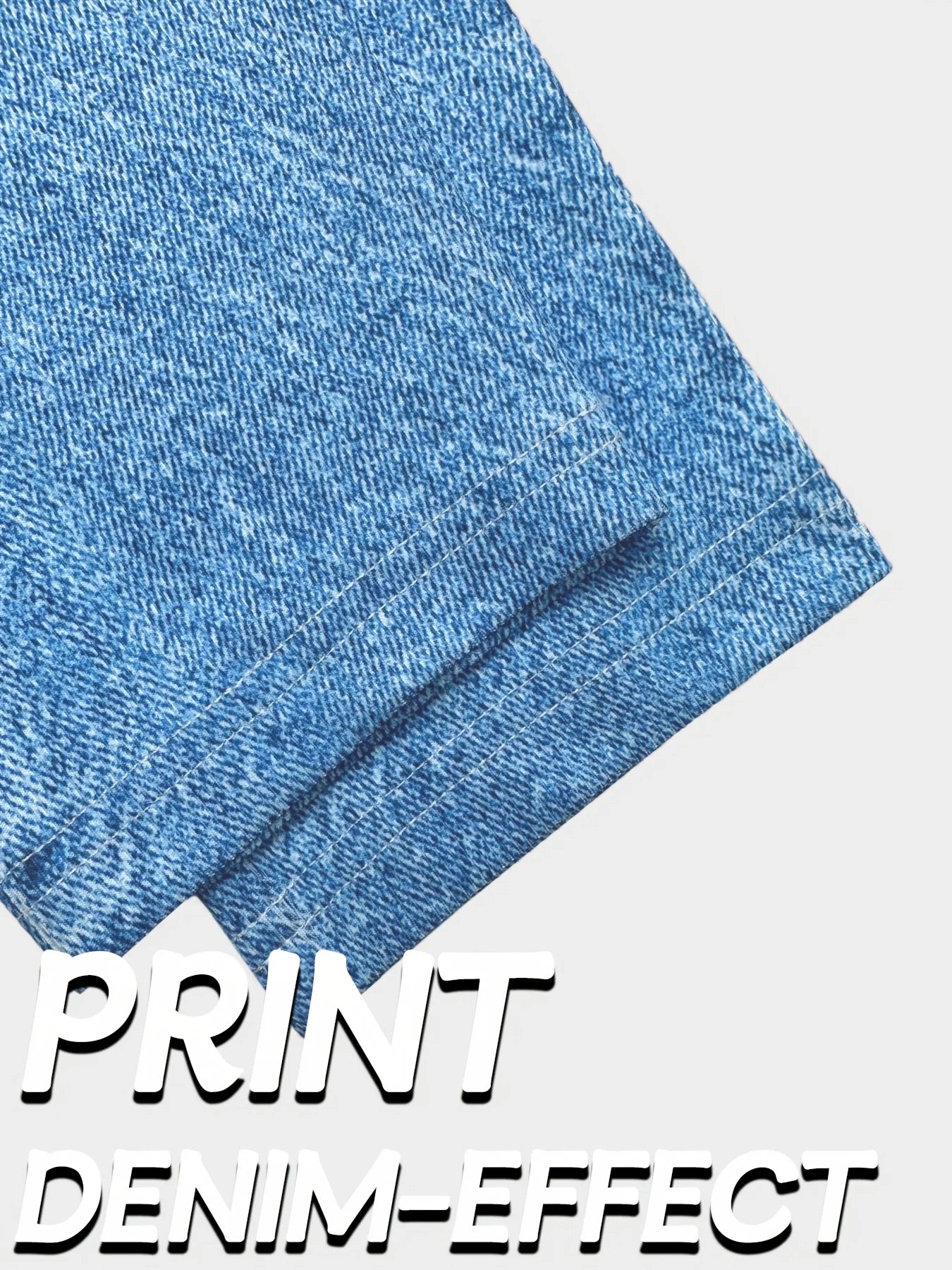 Plus Size High-Waisted Skinny Jeans – Faux Denim Printed Stretch Leggings with Distressed Effect