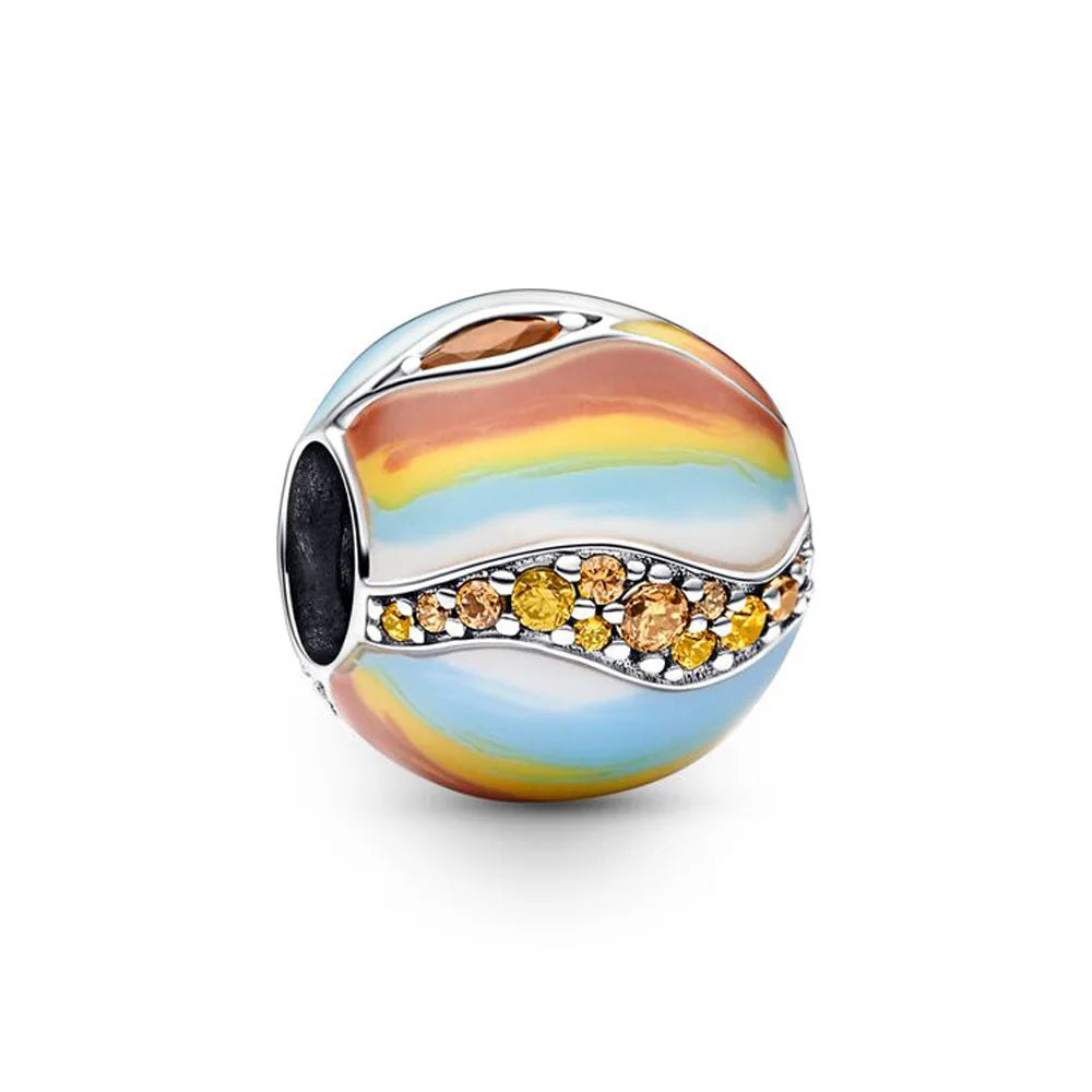 925 Sterling Silver Graduation Heart Charm Bead 2023 2024 | Openwork Swirling Bead for Women Bracelet Gift