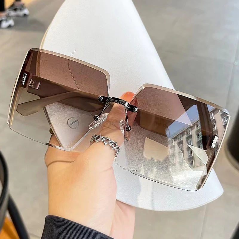 Vintage Square Sunglasses for Women – Classic Retro Gradient Mirror Rimless Sun Glasses | Female Fashion Oculos De Sol