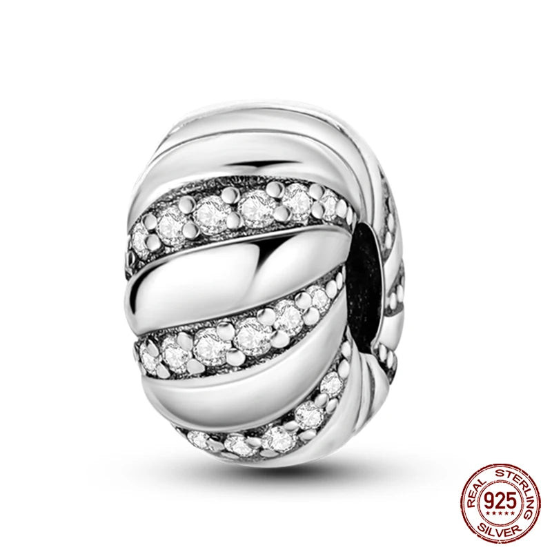 925 Sterling Silver Luminous Butterfly Star Moon Charm Bead | Round Clasp Bead for 3mm DIY Bracelet Jewelry Gift