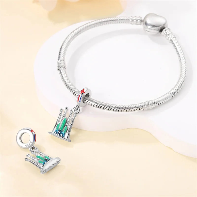 925 Sterling Silver Travel & Luggage Attractions Zircon Charm Beads | Fit Pandora Bracelet