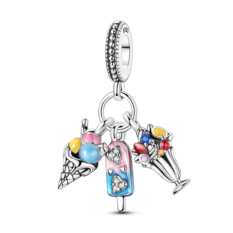 925 Sterling Silver Zircon Bowknot Heart Balloon Charms | Original Pendant Beads Fit Bracelet DIY Fine Jewelry for Women