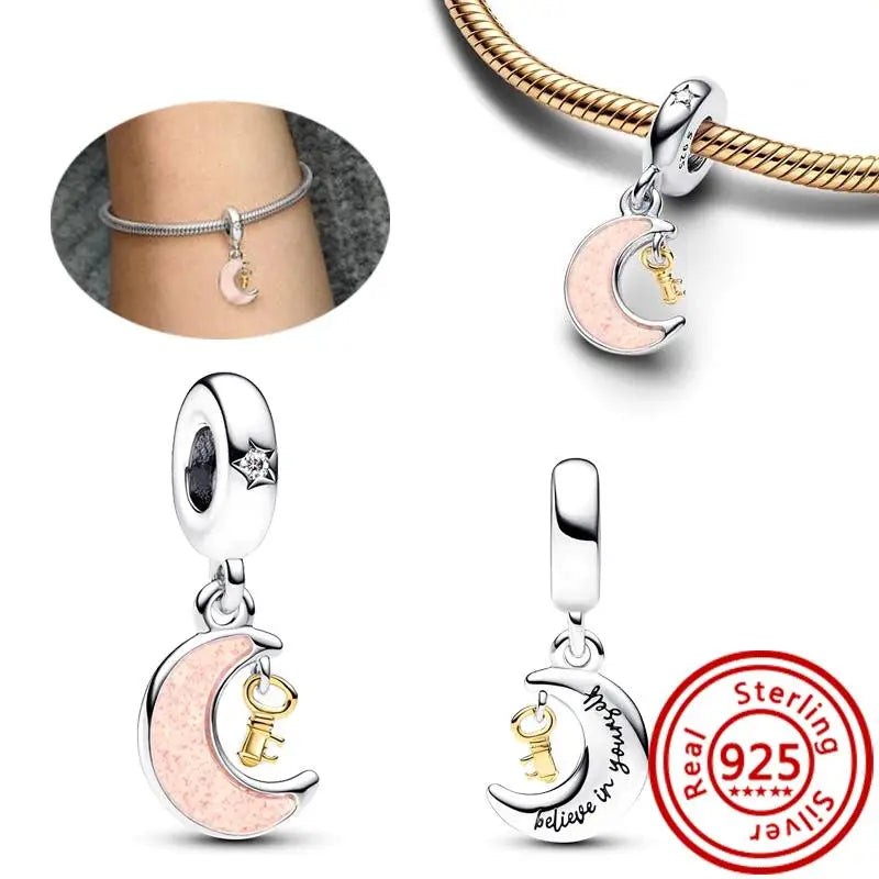 New 925 Sterling Silver Forever Always Love Murano Glass Beads | Sparkling Lucky Charms for Original Pantaro Bracelets DIY Jewelry