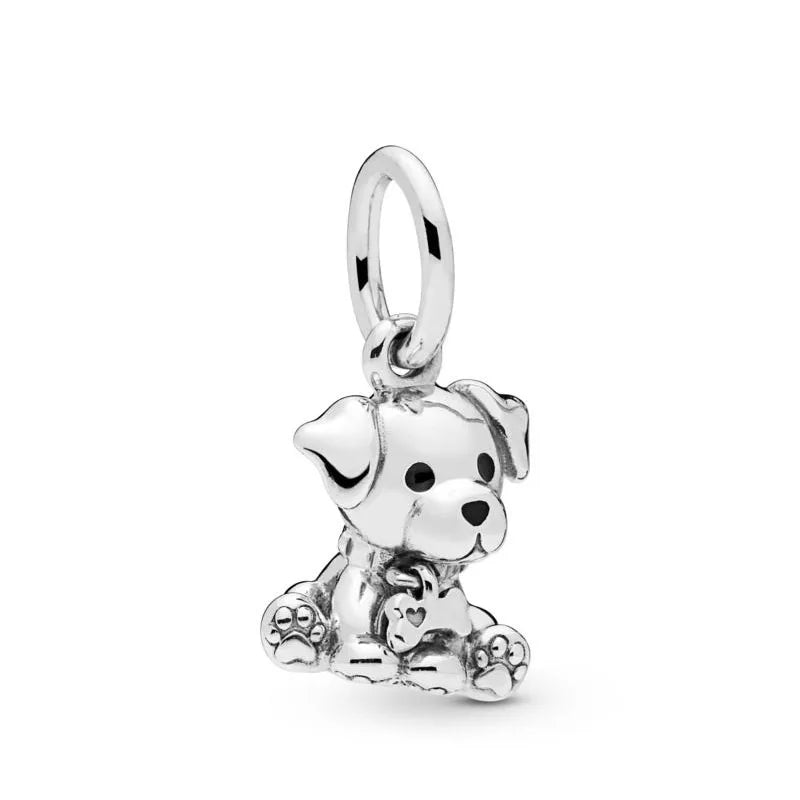 925 Sterling Silver Plated Dog, Cat & Owl Charms | Glow in the Dark Animal Beads | Fit Original Pandora Bracelet Women’s Jewelry