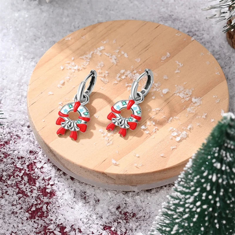S925 Silver 🎄 Christmas Bell & Flower Earrings 💎 Holiday Gift for Women