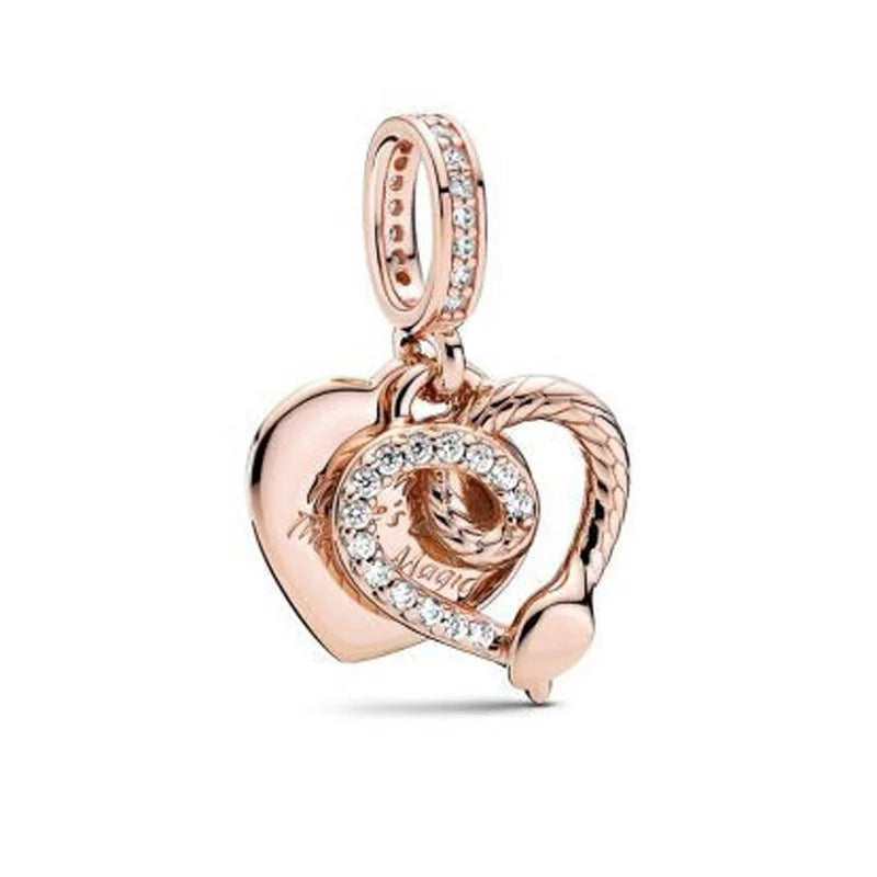 Hot Selling Rose Gold Firefly & Key Pendant Bead | 925 Sterling Silver Charm for Original European Bracelet