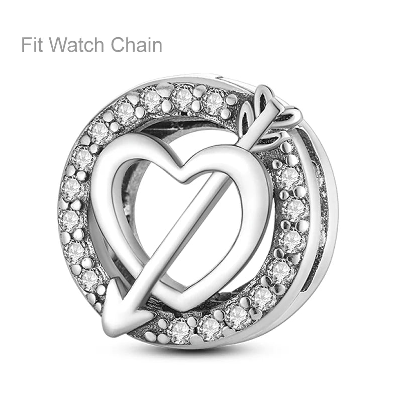 925 Sterling Silver Colorful Charms – Rose, Crown, Rainbow & Heart Dangle Beads Fit Pandora Bracelet & Necklace