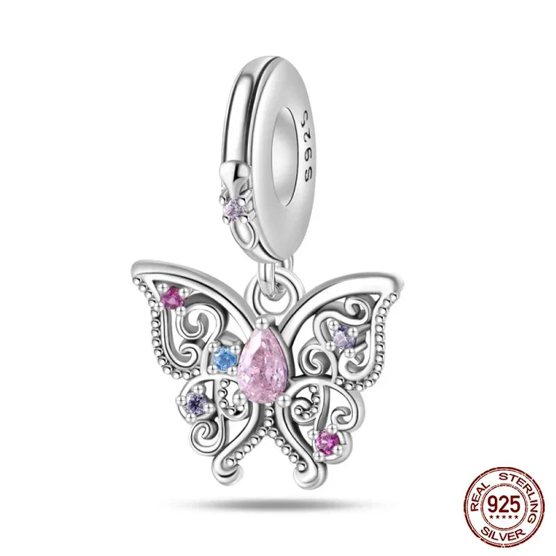 925 Sterling Silver Classic Purple Retro Heart Charm | Lotus Angel Beads for Bracelet & Necklace DIY Jewelry