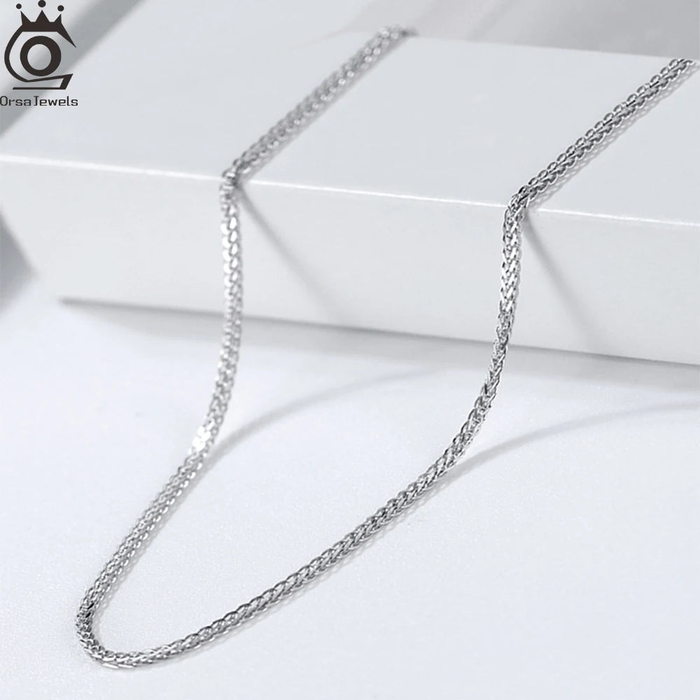 ORSA JEWELS Genuine 925 Sterling Silver Chopin Chain Necklace | Minimalist Unisex Chain 40–60cm SC53