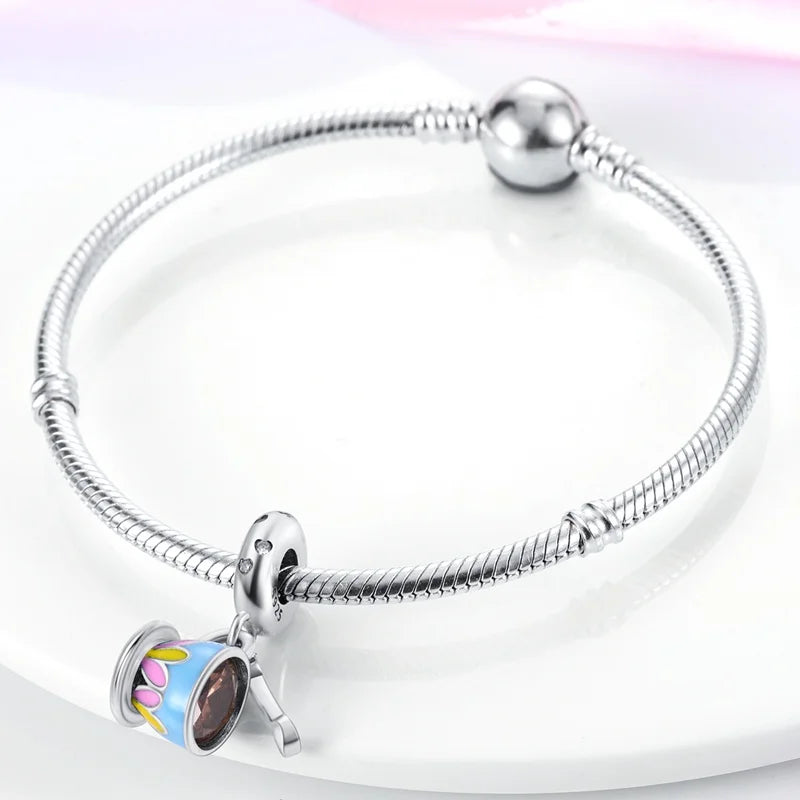 925 Sterling Silver Travel & Luggage Attractions Zircon Charm Beads | Fit Pandora Bracelet