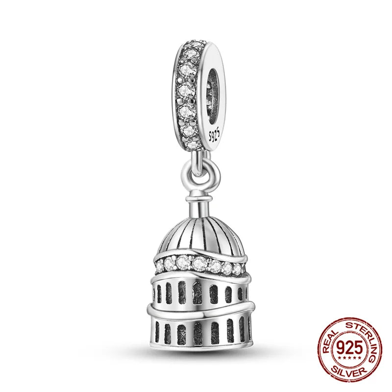 Hot Bible Cross Pink Zircon Charm – 925 Sterling Silver DIY Bracelet for Women