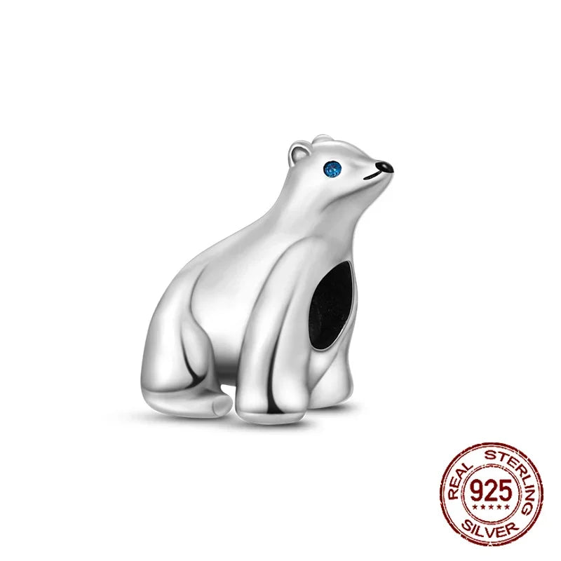 925 Sterling Silver Number & Puppy Family Beads Pendant | Fit 4mm Hole Bracelets