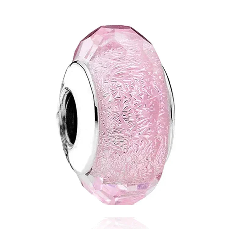 2025 Classic 925 Sterling Silver Colored Flower & Leaf Murano Glass Charm Beads | DIY Bracelet