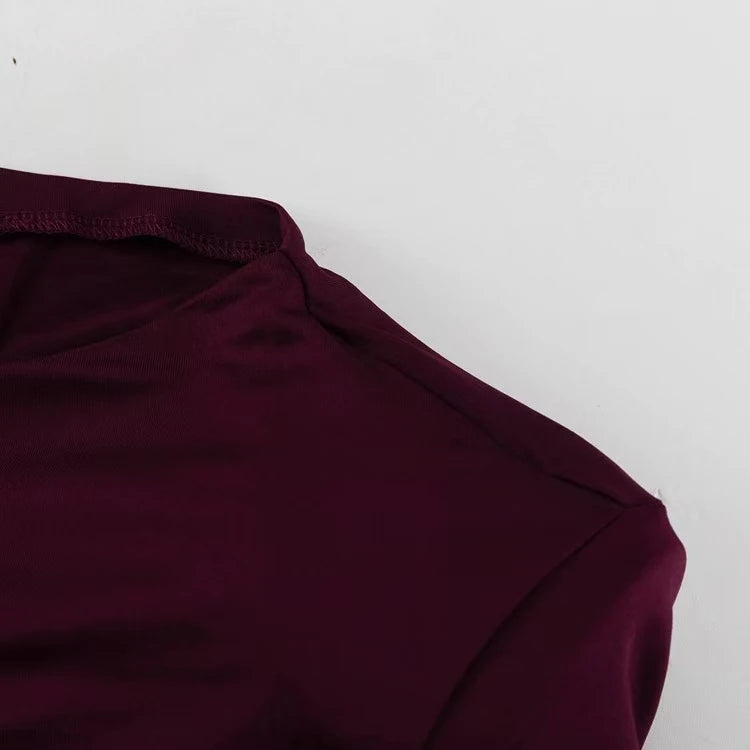Sexy Pleated Long Sleeve Bodycon Dress – Drawstring Tight Fit High Waist Round Neck Spring Summer Women’s Commute Dress