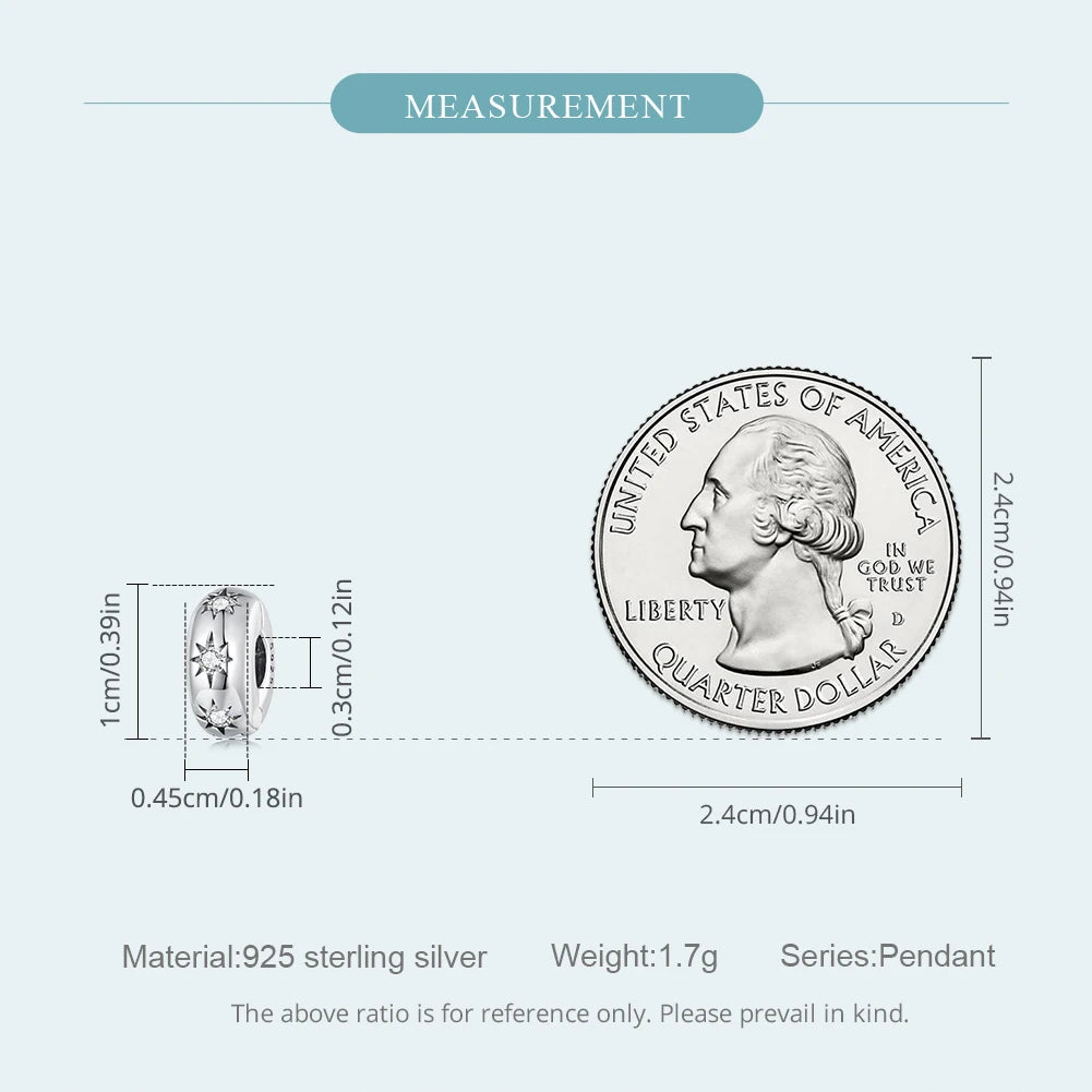 BISAER 925 Sterling Silver Clip Spacer Charm – Star & Cross Stopper Bead Fit Pandora Bracelet DIY Women’s Jewelry