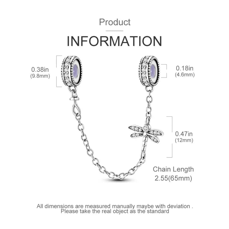 925 Sterling Silver Star Moon Safety Chain Charm | Pandora Fit Jewelry