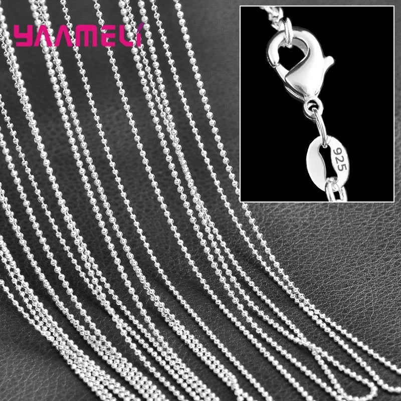 5PCS Authentic 925 Sterling Silver Chain Necklaces | Solid Silver Chains with Lobster Clasps for Men & Women 16–30 Inch