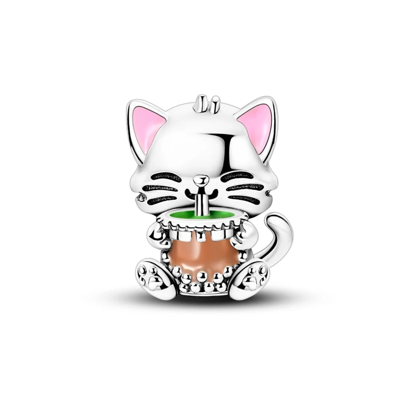 925 Sterling Silver Dog & Cat Animal Series Charms | Pet Beads for Original Bracelet & Necklace DIY Jewelry for Women