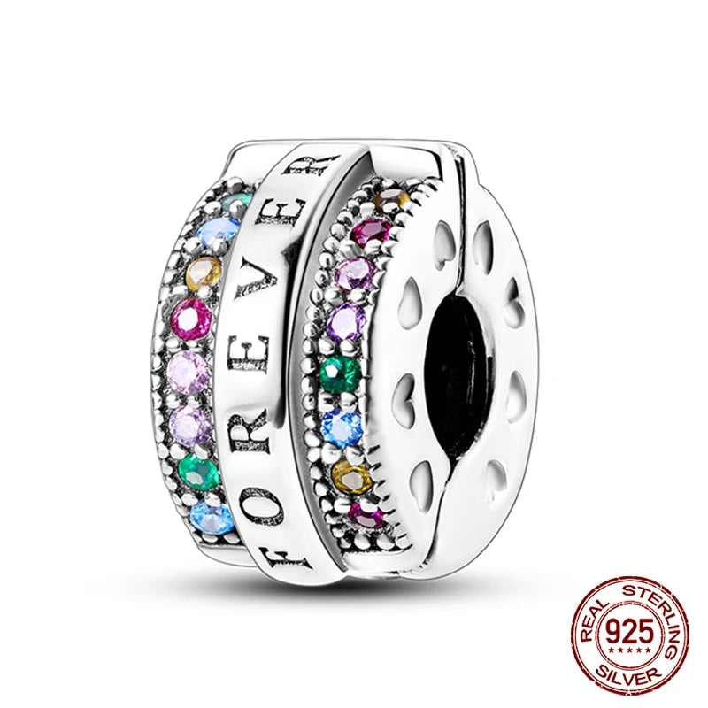 925 Sterling Silver Luminous Butterfly Star Moon Charm Bead | Round Clasp Bead for 3mm DIY Bracelet Jewelry Gift