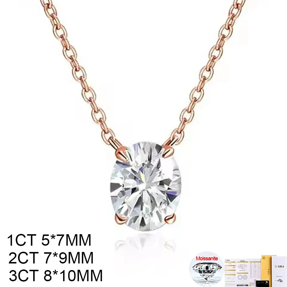COSYA 1-3CT Oval Cut Moissanite Pendant Necklace – S925 Silver & 18K Gold for Women