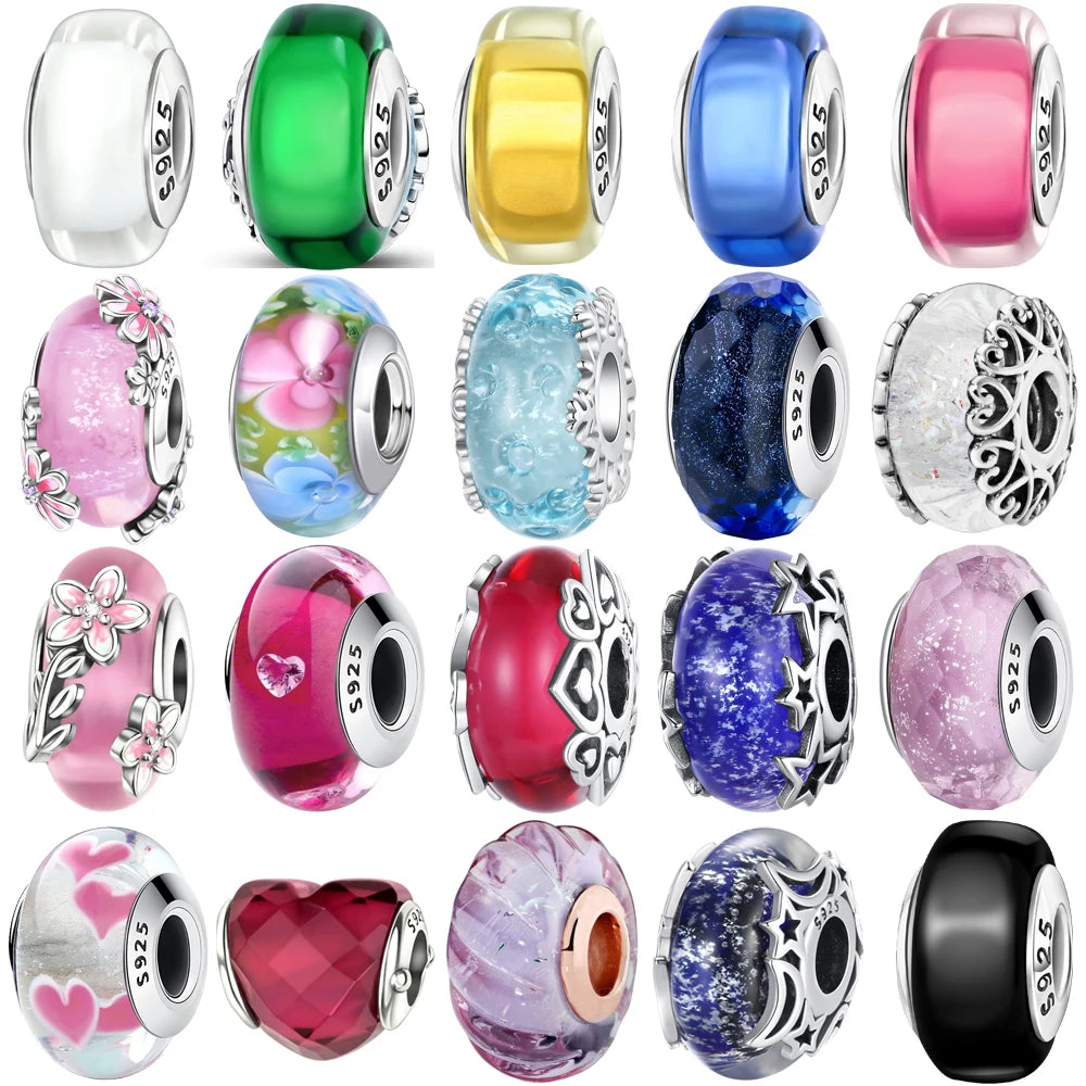 New 925 Sterling Silver Pink Daisy Murano Glass Charm | Cold Enamel Bead Fit Pandora Bracelet & Necklace