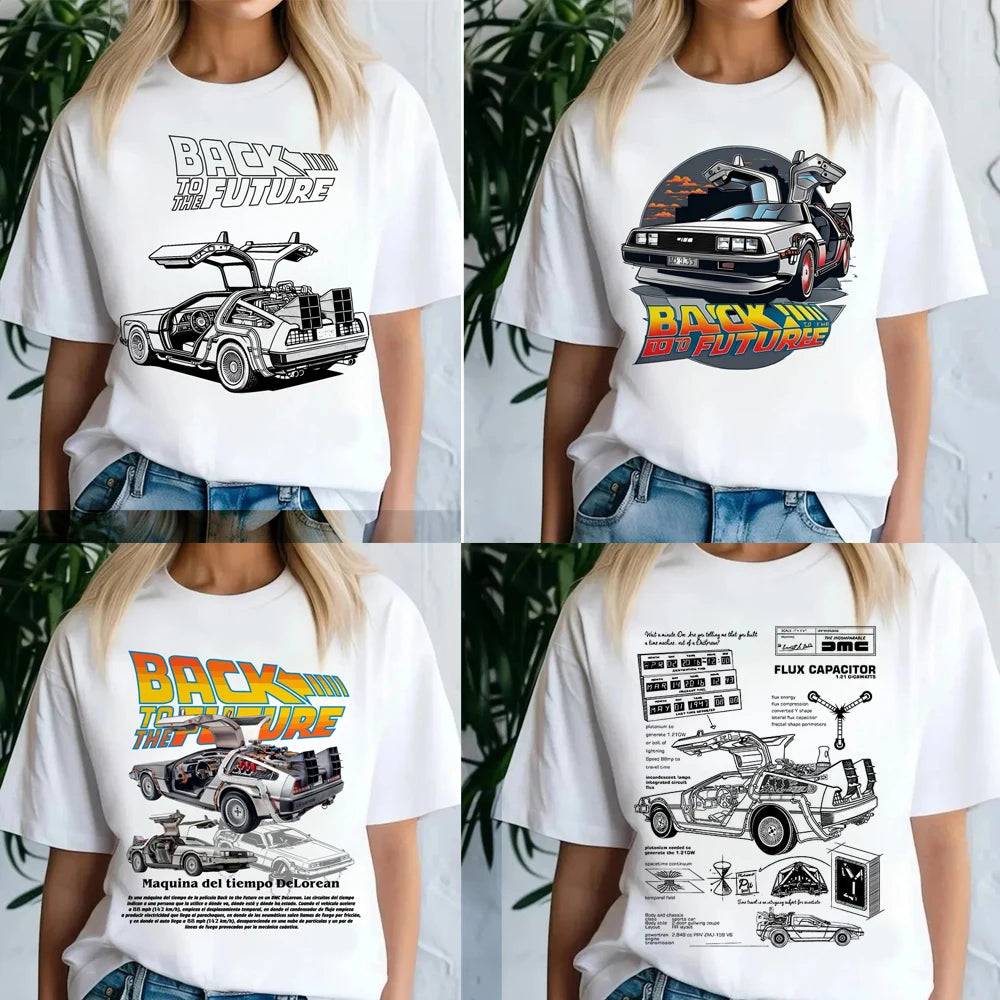 DeLorean Back To The Future Graphic T-Shirt – Kawaii Aesthetic Harajuku Trendy Unisex Tee 🚗⚡